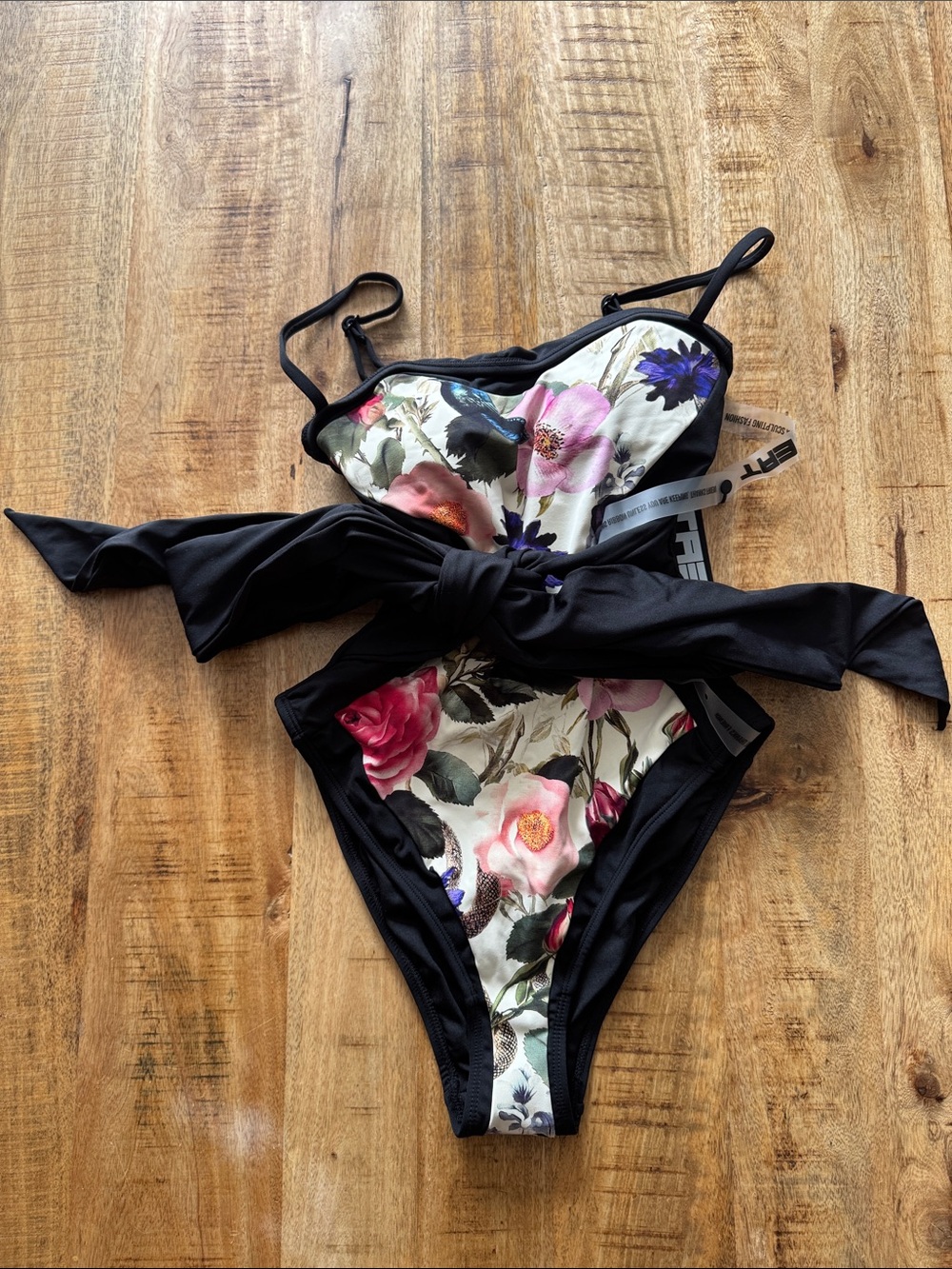 TA3 TA3315 Sashy Frame Rose Snake One-Piece Swimsuit with Black Sides nwt - Picture 3 of 6